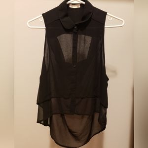 Garage Sleeveless Collared Blouse with Back cutout